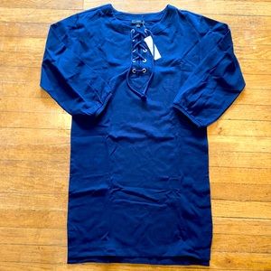 Lace-up balloon-sleeve dress